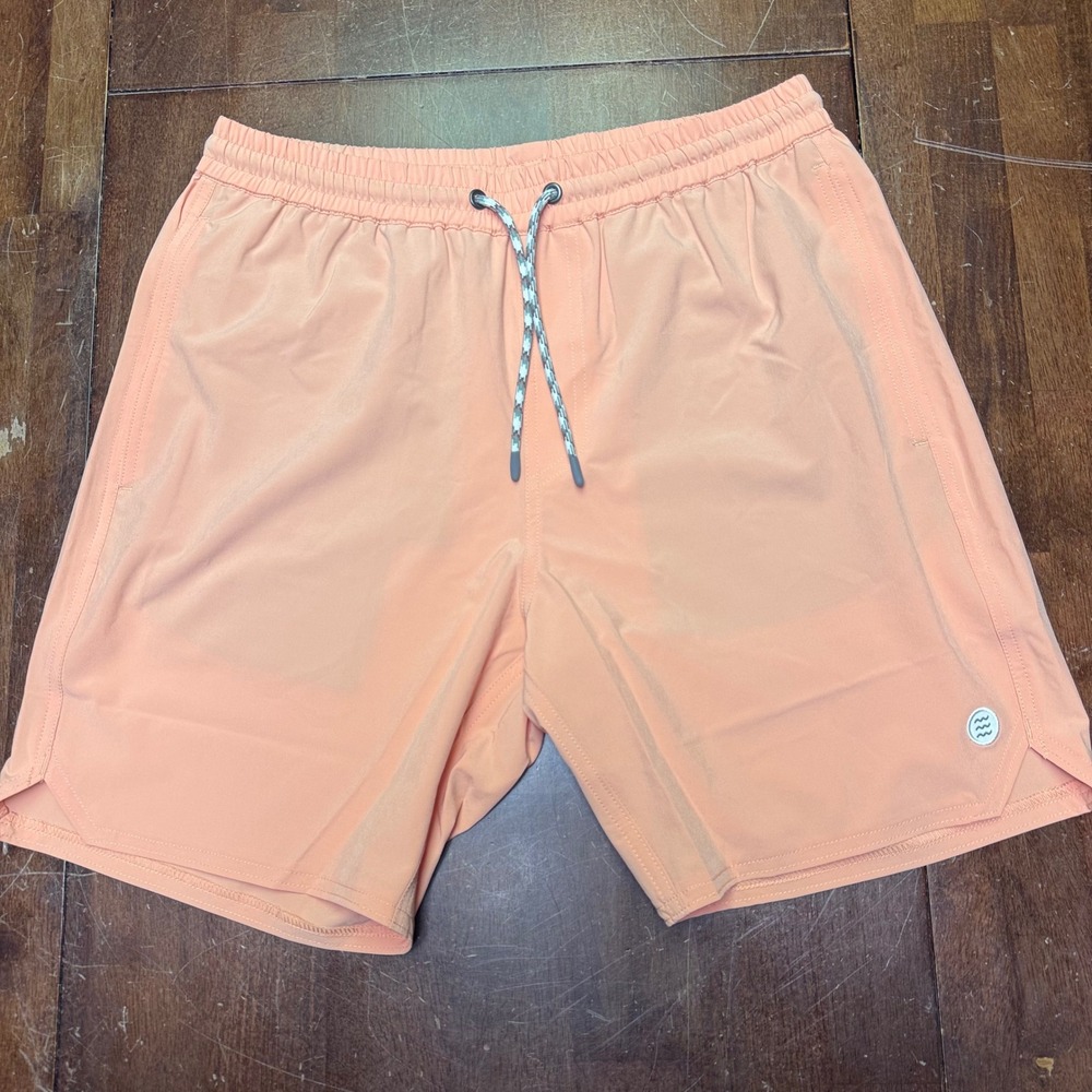 NWOT Free Fly Lined Shorts Mens Small Peach Pull-On Stretch Activewear